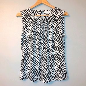 Calvin Klein Sleeveless Blouse Black and White Top